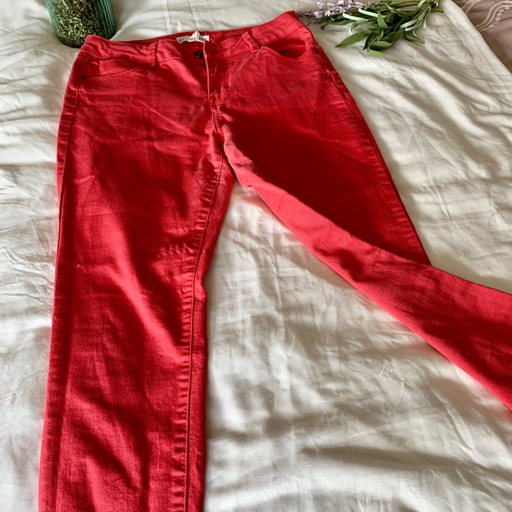 Bright Red Skinny Jeans - Size 8